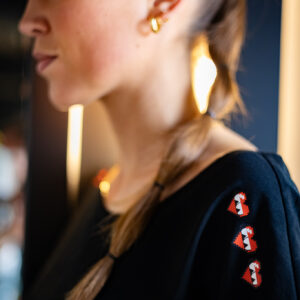 manches à revers femme coeur noir