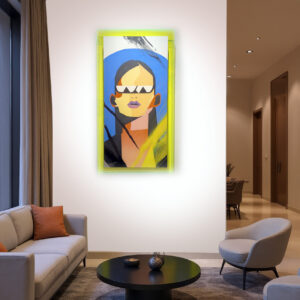 Tableau femme moderne cadre fluo