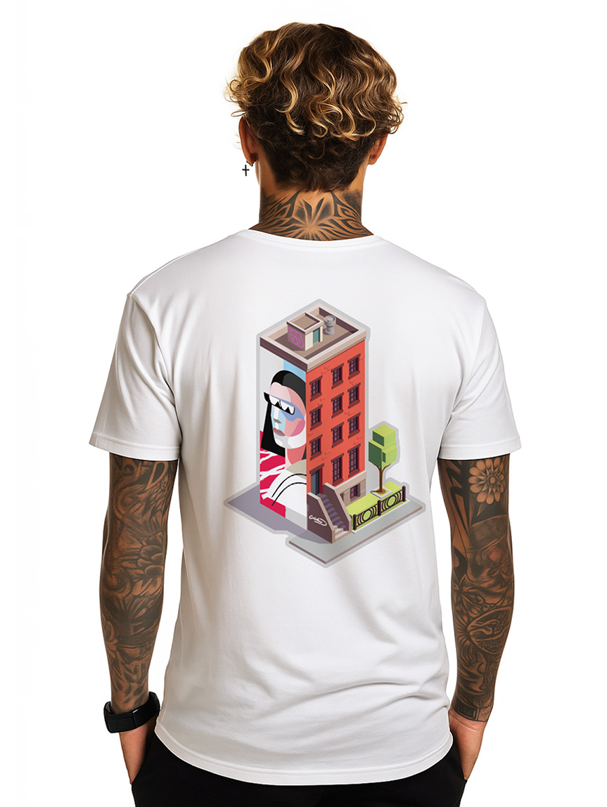 T-shirt blanc Wall Art – Image 2