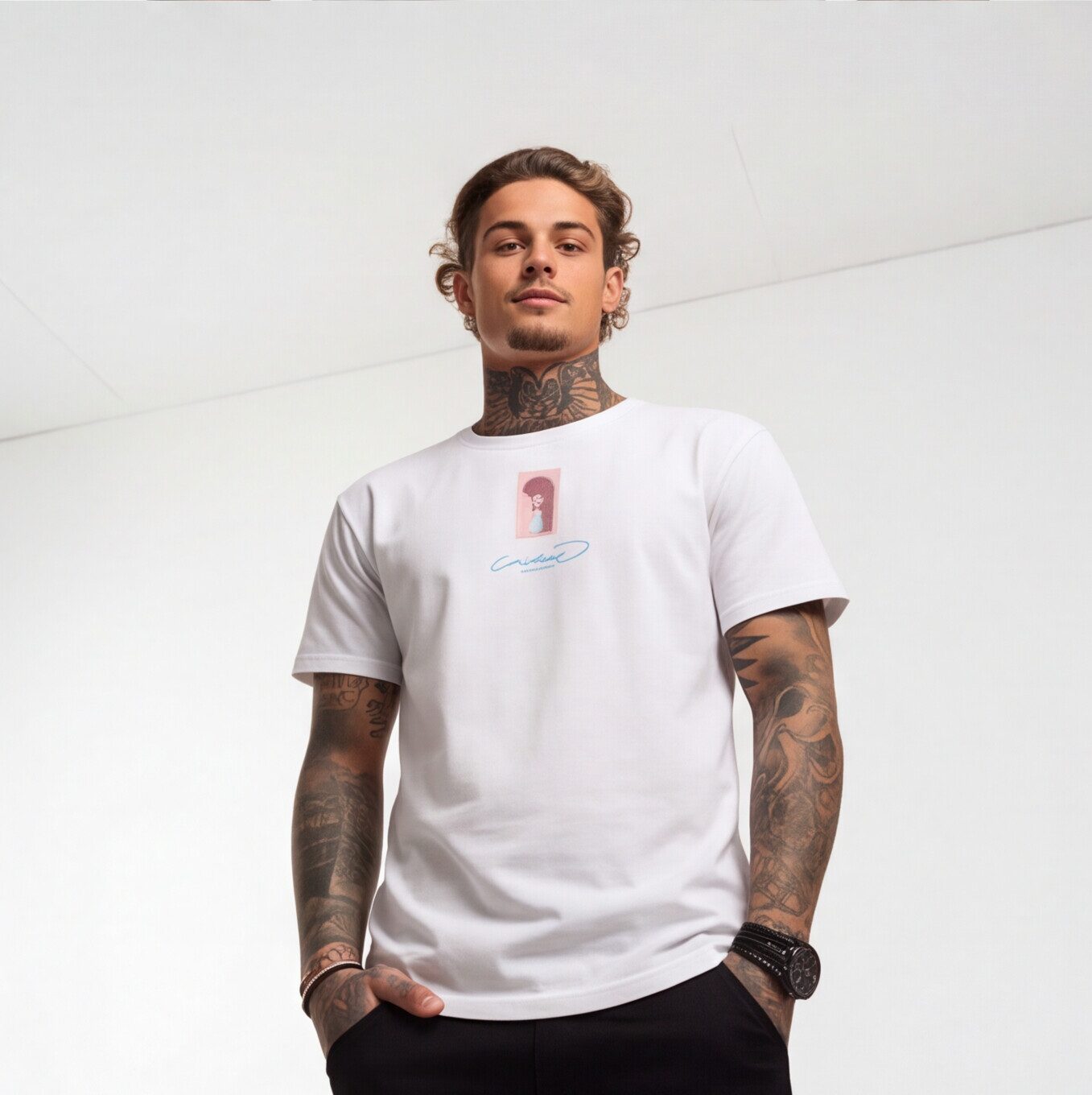 T-shirt blanc Chat Miaou – Image 3