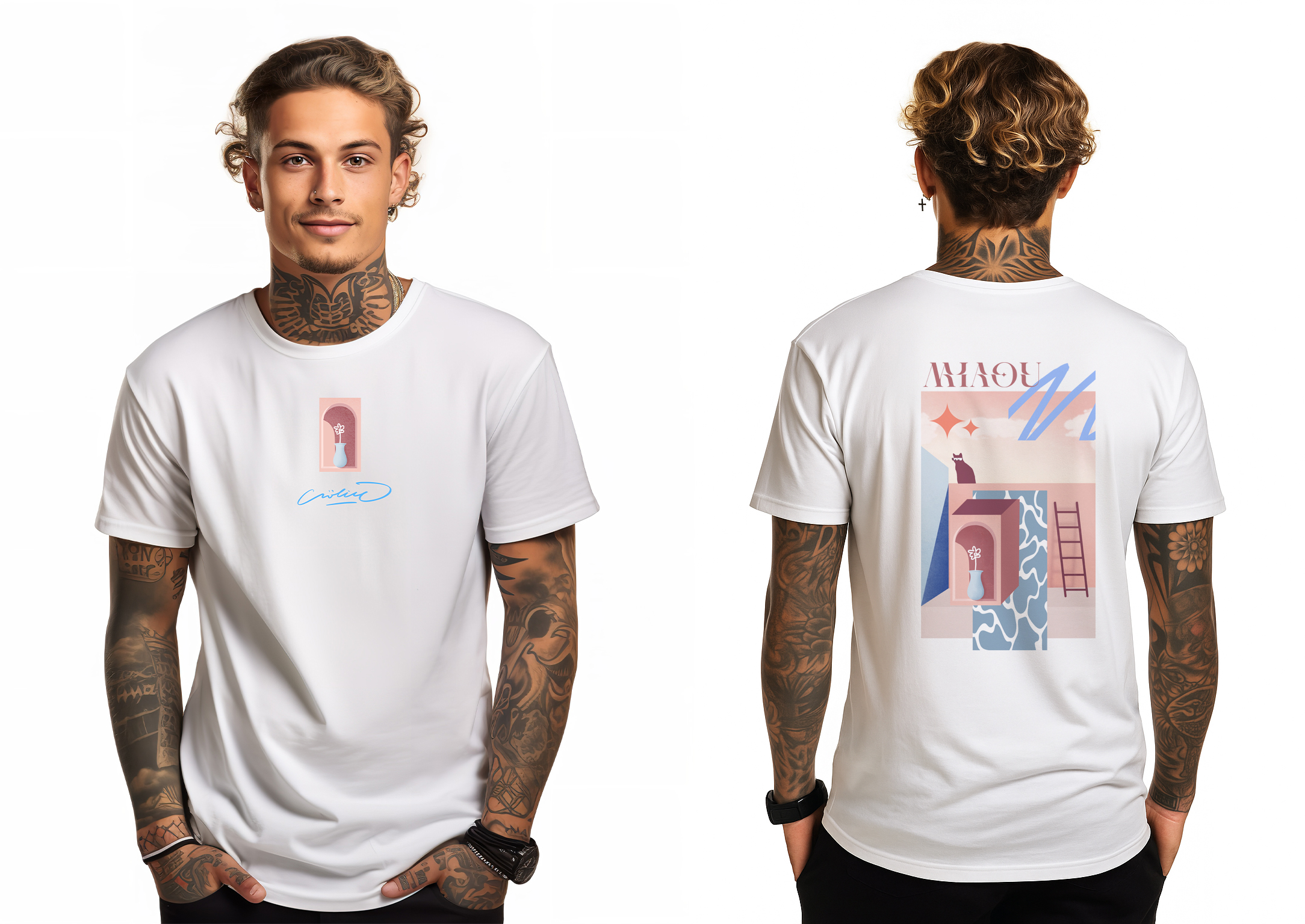 T-shirt blanc Chat Miaou – Image 5