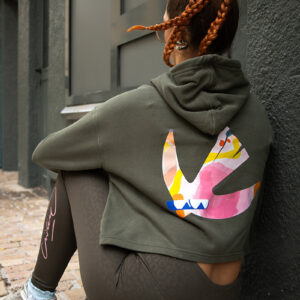 Sweat à capuche crop-top kaki oiseau SoLiCe